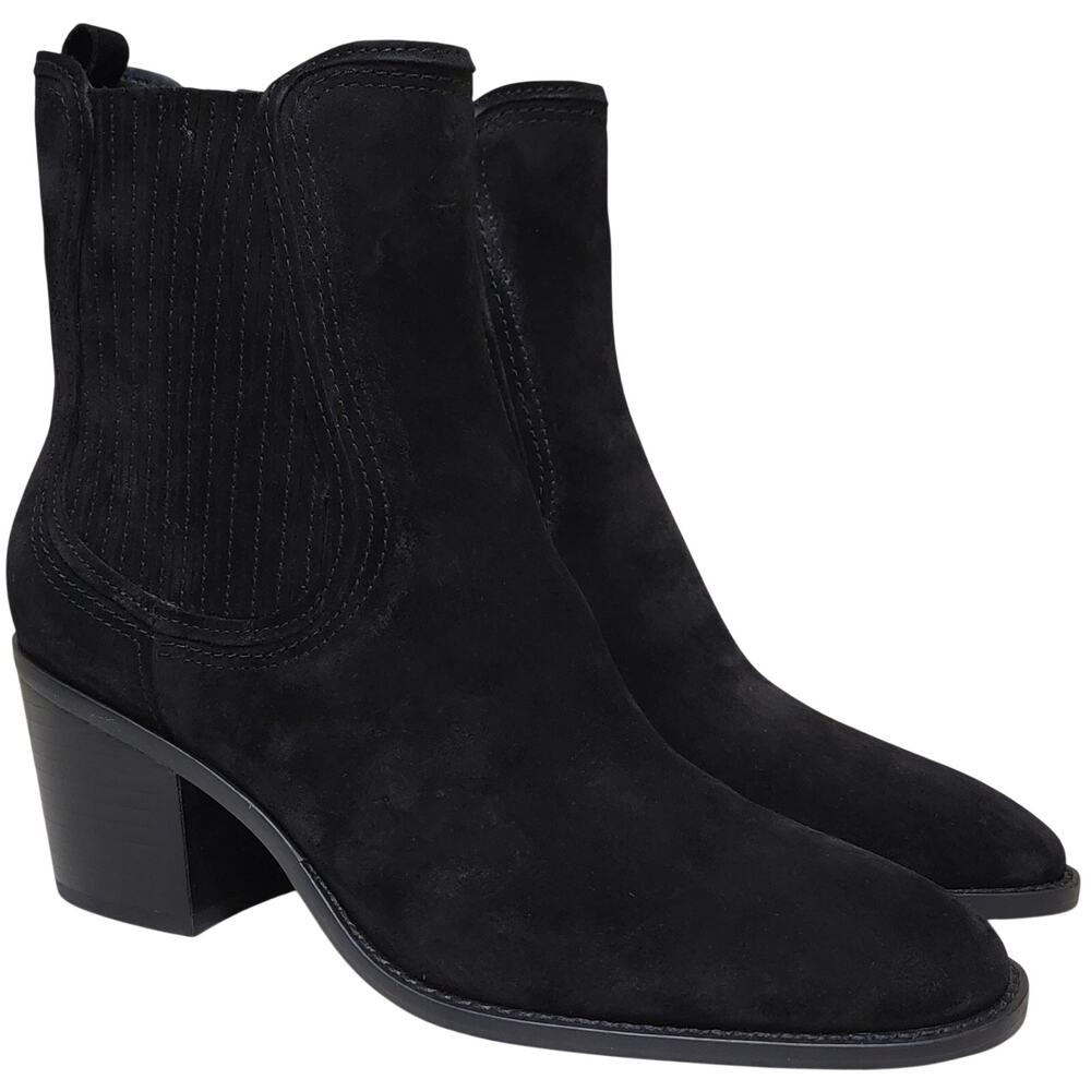 Cole Haan Women Janelle Chelsea Block Heel Bootie Size US 9B Black Suede